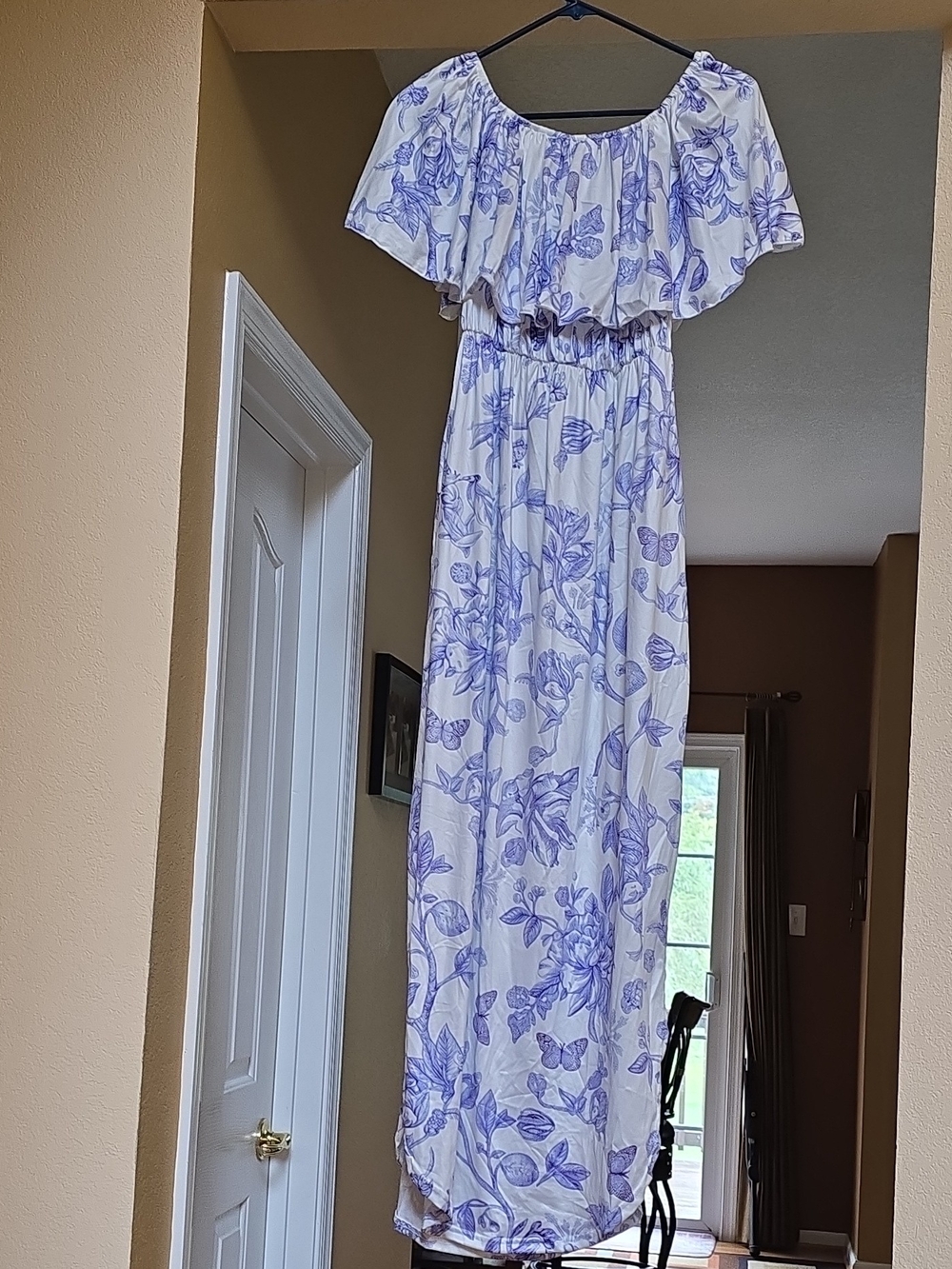 Floral Off-Shoulder Maxi Dress in Lavender